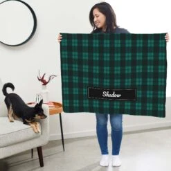 Frisco Personalized Plaid Soft Fleece Cat & Dog Blanket, 30" X 40" -Pet Dog Supply Store 303999 PT5. AC SS1800 V1637610115