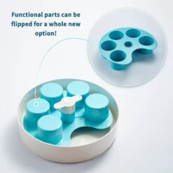 Pet Dream House SPIN Medium Level Palette Non-Skid Plastic Interactive Slow Feeder Dog Bowl, Blue -Pet Dog Supply Store 308746 PT3. AC SS1800 V1627680139