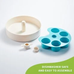 Pet Dream House SPIN Medium Level Palette Non-Skid Plastic Interactive Slow Feeder Dog Bowl, Blue -Pet Dog Supply Store 308746 PT5. AC SS1800 V1627681040