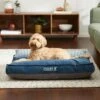 Frisco Personalized Navy Bolstered Bed With Navy Check Bolster, X-Large -Pet Dog Supply Store 311768 MAIN. AC SS1800 V1633439531