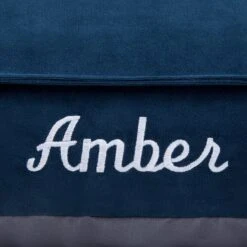 Frisco Personalized Navy Bolstered Bed With Navy Check Bolster, X-Large -Pet Dog Supply Store 311768 PT3. AC SS1800 V1630593987