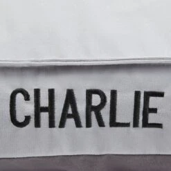 Frisco Personalized Silver Bolstered Bed With Silver Check Bolster -Pet Dog Supply Store 311770 PT4. AC SS1800 V1630594018