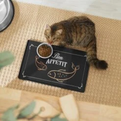 Frisco Silicone Fish Print Dog & Cat Food Mat, Black -Pet Dog Supply Store 311953 PT3. AC SS1800 V1642542608