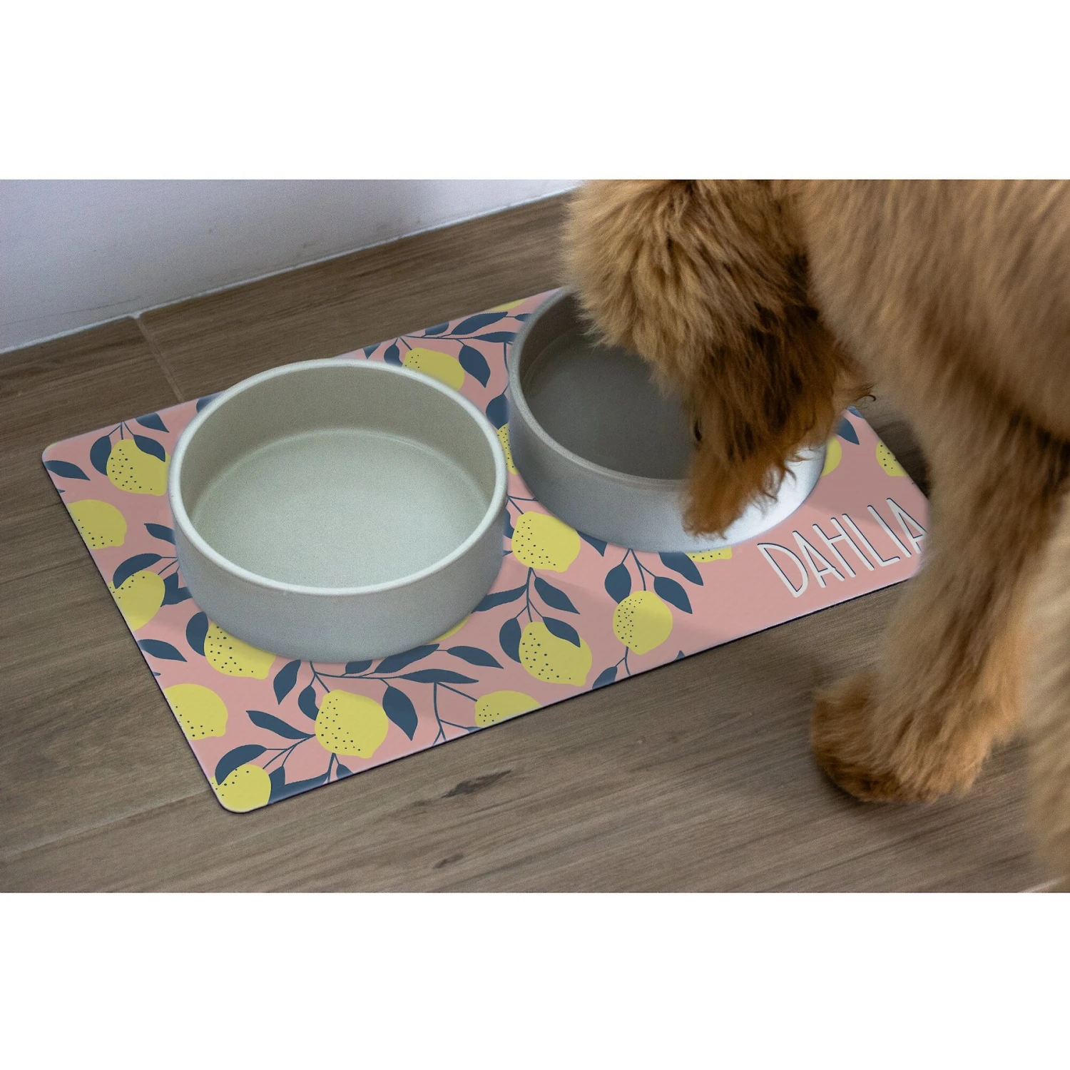 904 Custom Personalized Lemon Illustration Dog & Cat Placemat 4 904 Custom Personalized Lemon Illustration Dog & Cat Placemat - Image 2