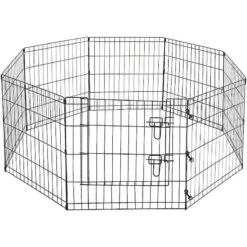 Pet Adobe 8-Panel Folding Metal Dog & Cat Playpen & Door