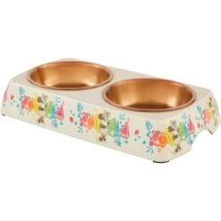 Disney Minnie Mouse Summer Bamboo Melamine Stainless Steel Double Dog & Cat Bowl