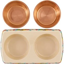 Disney Minnie Mouse Summer Bamboo Melamine Stainless Steel Double Dog & Cat Bowl -Pet Dog Supply Store 315343 PT4. AC SS1800 V1646327663