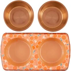 Disney Mickey Mouse Orange Bamboo Melamine Stainless Steel Double Dog & Cat Bowl -Pet Dog Supply Store 315350 PT4. AC SS1800 V1646327657