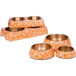 Disney Mickey Mouse Orange Bamboo Melamine Stainless Steel Double Dog & Cat Bowl -Pet Dog Supply Store 315350 PT8. AC SS1800 V1647288884
