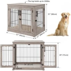 Unipaws Wooden Wire Furniture End Table Dog Crate -Pet Dog Supply Store 316166 PT4. AC SS1800 V1664534100