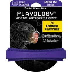 Playology All Natural Pork Sausage Scented Dental Chew Stick Dog Toy