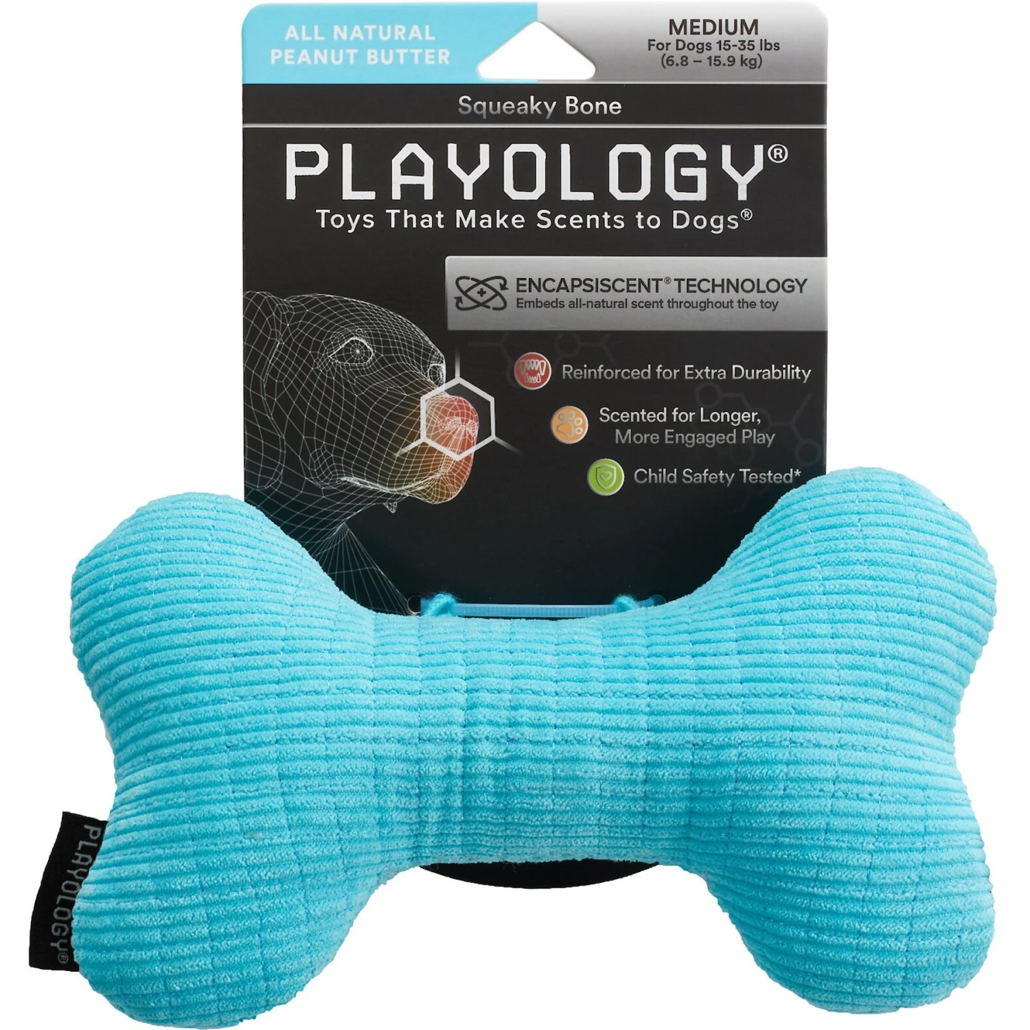 Playology All Natural Peanut Butter Scented Plush Squeaky Bone Dog Toy 3 Playology All Natural Peanut Butter Scented Plush Squeaky Bone Dog Toy