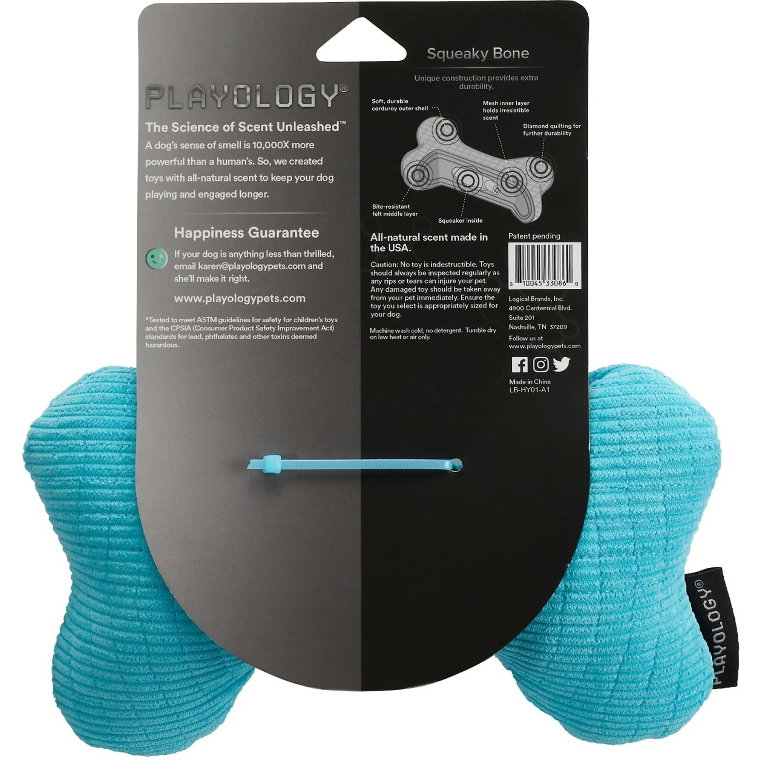 Playology All Natural Peanut Butter Scented Plush Squeaky Bone Dog Toy 5 Playology All Natural Peanut Butter Scented Plush Squeaky Bone Dog Toy - Image 3