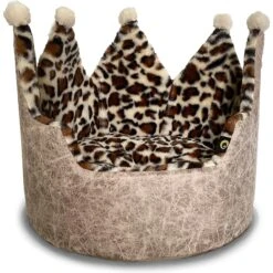 Precious Tails Leopard Crown Bolster Cat & Dog Bed