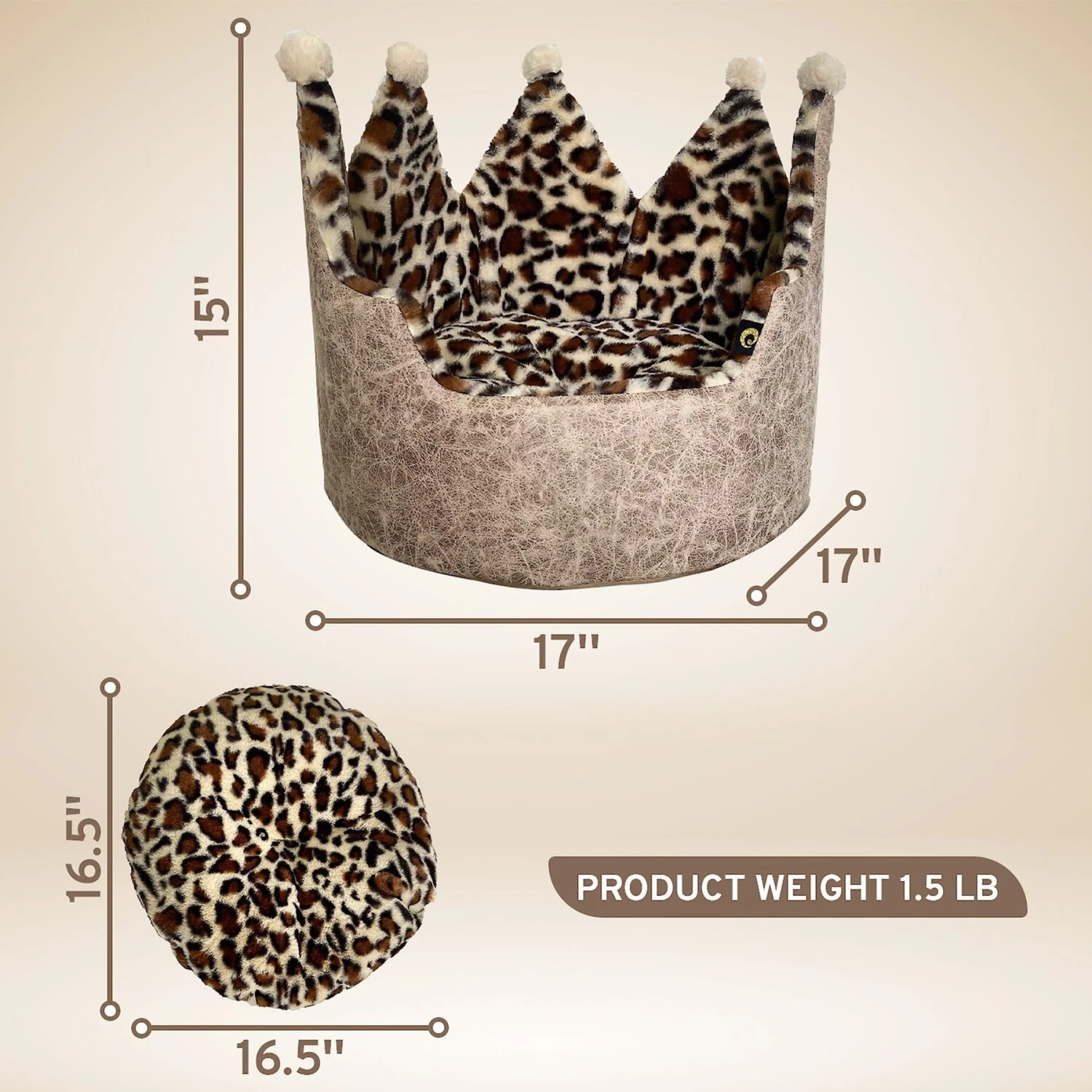 Precious Tails Leopard Crown Bolster Cat & Dog Bed 4 Precious Tails Leopard Crown Bolster Cat & Dog Bed - Image 2