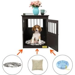 Coziwow By Jaxpety Single Door Furniture Style Wooden Dog Crate & End Table, Brown -Pet Dog Supply Store 330960 PT5. AC SS1800 V1669919781