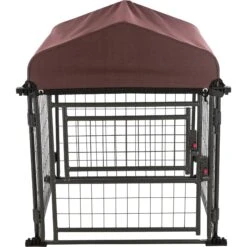 TRIXIE Deluxe Outdoor Dog Kennel With Cover & Secure Lock, Black/Burgundy