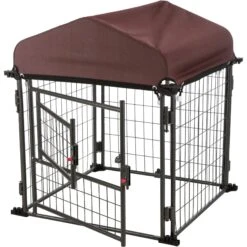 TRIXIE Deluxe Outdoor Dog Kennel With Cover & Secure Lock, Black/Burgundy -Pet Dog Supply Store 333717 PT5. AC SS1800 V1634085105