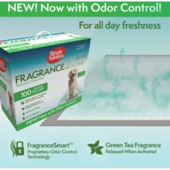 Simple Solution FragranceSmart Odor Control All Day, Green Tea Fragrance Odor Neutralizer With Wetness Indicator Dog Pads, 100 Count -Pet Dog Supply Store 339752 PT2. AC SS1800 V1636063902