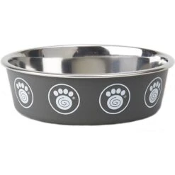 PetRageous Designs Capri Stainless-Steel Dog Bowl, Gray
