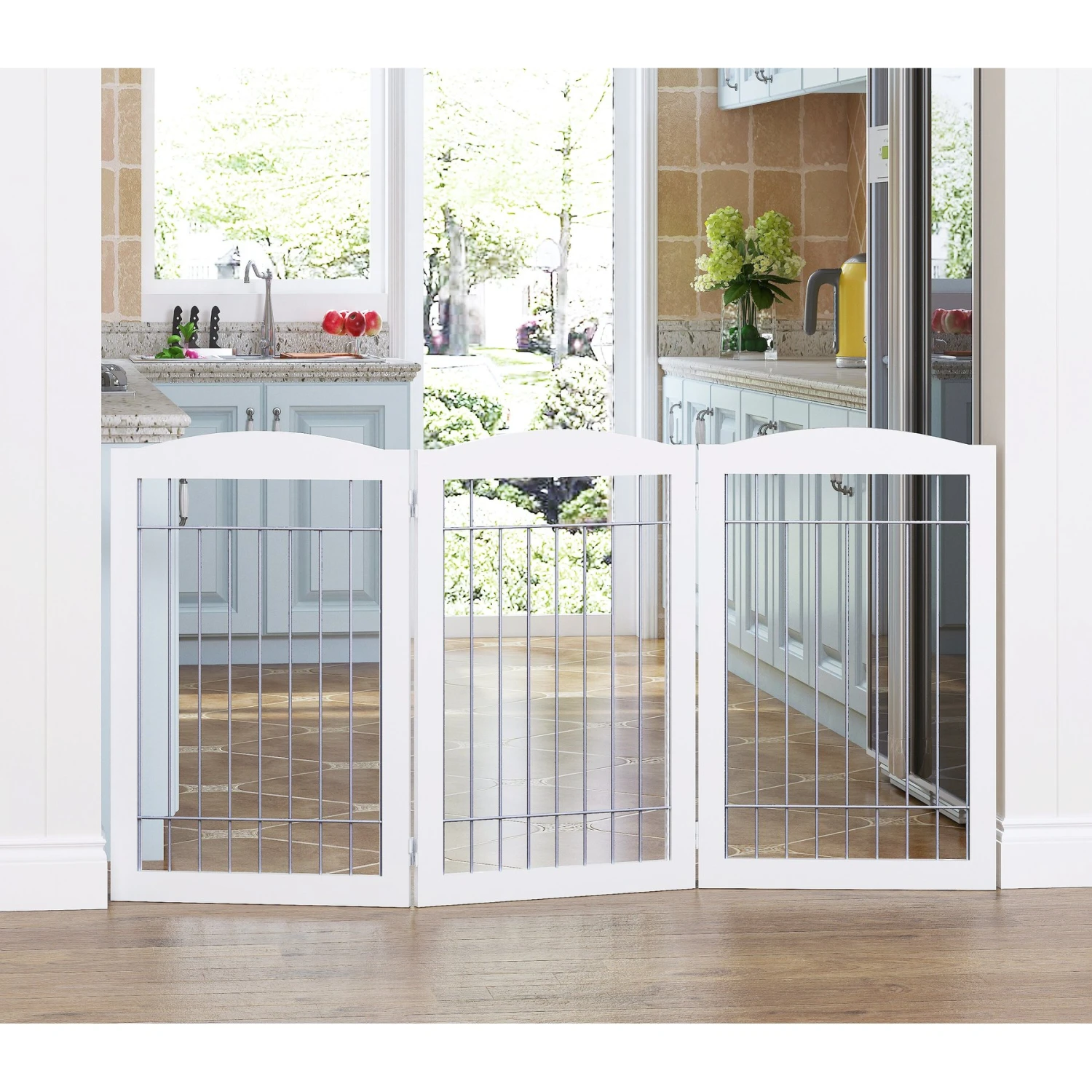 Spirich Freestanding Foldable Wire Dog Gate 4 Spirich Freestanding Foldable Wire Dog Gate - Image 2