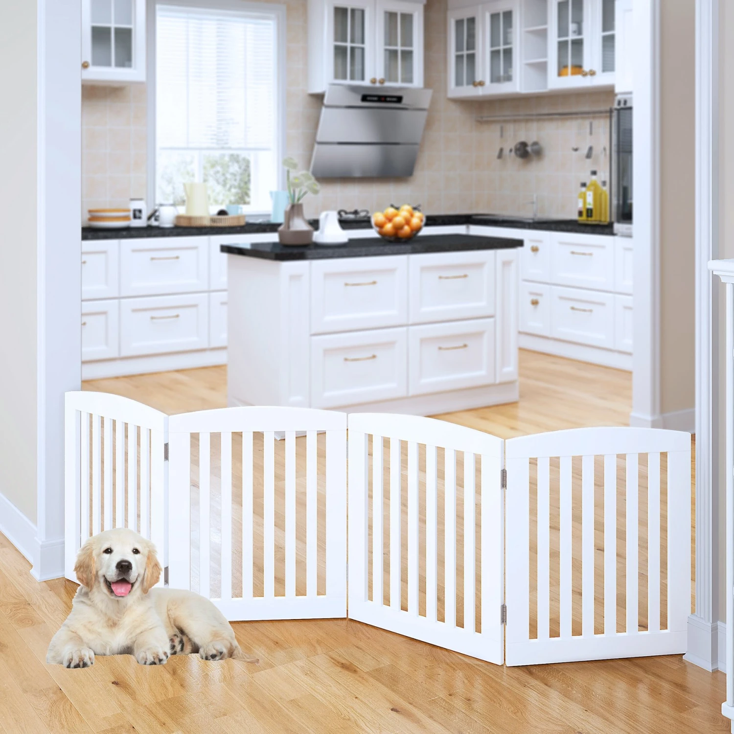 Pawland Freestanding Foldable Wooden Dog Gate 3 Pawland Freestanding Foldable Wooden Dog Gate