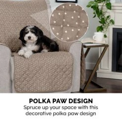 FurHaven Polyester Polka Paw Print Reversible Furniture Protector -Pet Dog Supply Store 363157 PT4. AC SS1800 V1657657262