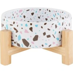 Frisco Elevated Terrazzo Non-skid Ceramic Bowl With Bamboo Stand -Pet Dog Supply Store 363375 PT5. AC SS1800 V1657657266