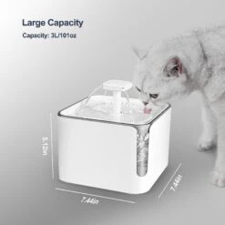 Petdiary Automatic Cat Water Fountain, White, Medium -Pet Dog Supply Store 364529 PT1. AC SS1800 V1646695619