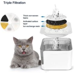 Petdiary Automatic Cat Water Fountain, White, Medium -Pet Dog Supply Store 364529 PT4. AC SS1800 V1646699245