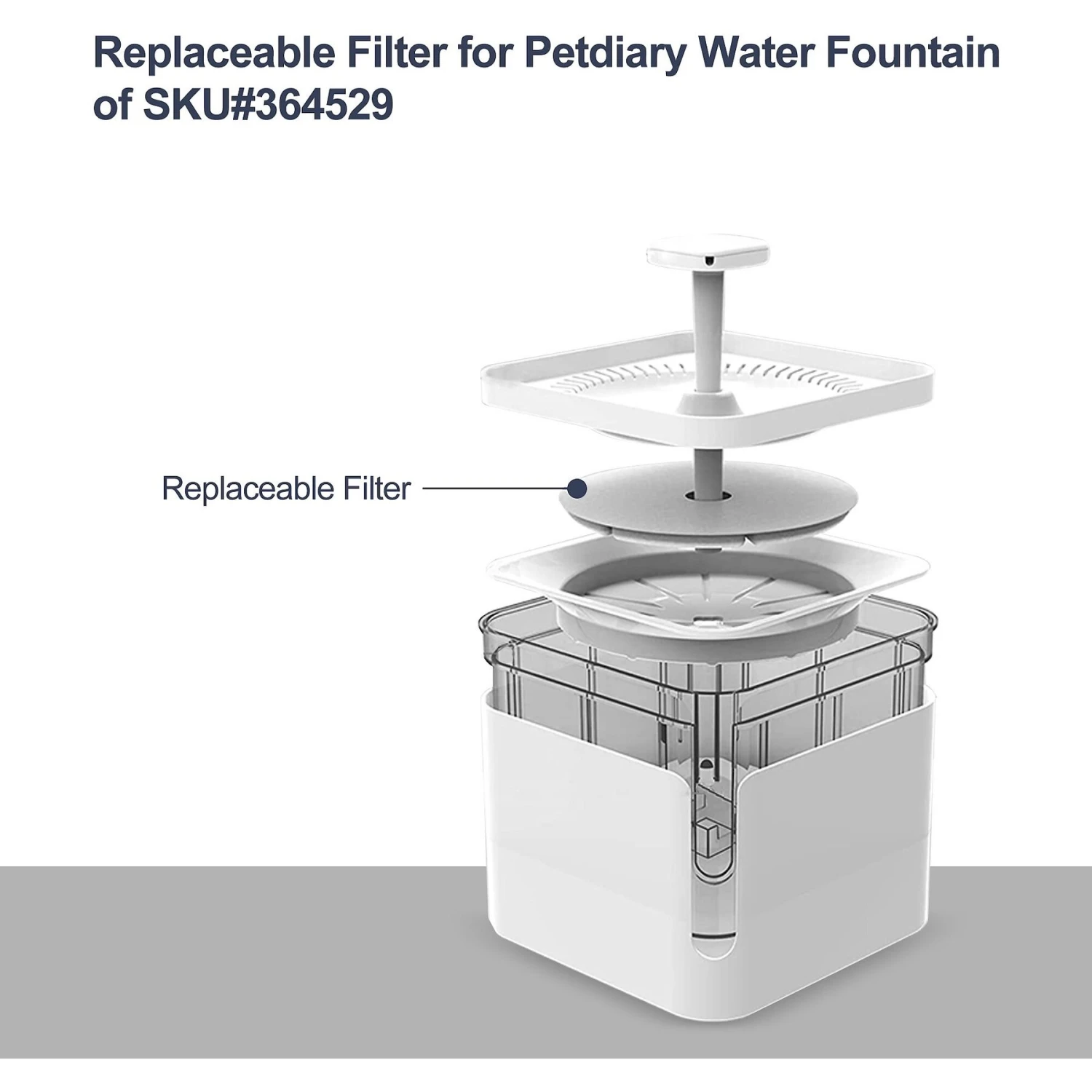 Petdiary Cat Water Fountain Filter, White, Small, 6 Count 4 Petdiary Cat Water Fountain Filter, White, Small, 6 Count - Image 2