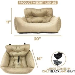 Precious Tails Seat Belt Compatible Travel Bolster Cat & Dog Bed -Pet Dog Supply Store 366535 PT4. AC SS1800 V1644371538