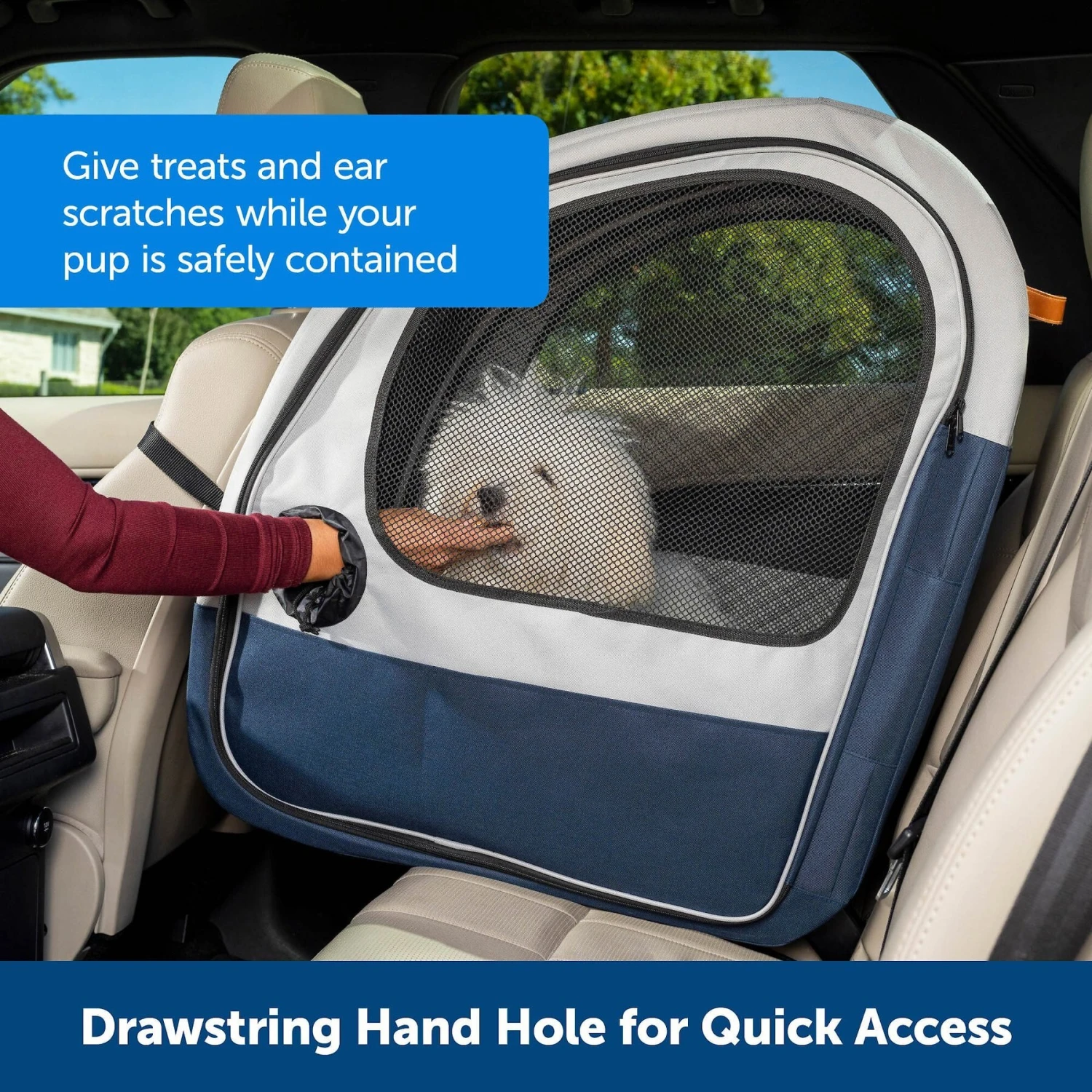 PetSafe Happy Ride Collapsible Cat & Dog Travel Crate, Gray & Blue 6 PetSafe Happy Ride Collapsible Cat & Dog Travel Crate, Gray & Blue - Image 4