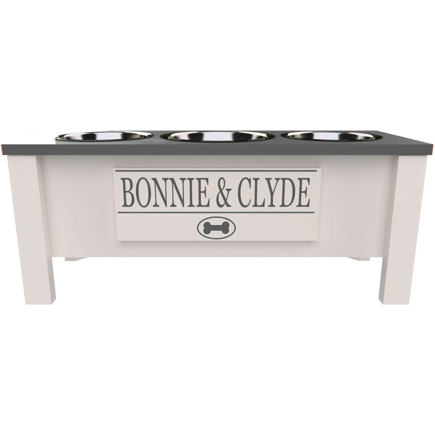 GrooveThis Woodshop Personalized 3 Bowl Elevated Dog Feeder Station With Internal Storage 3 GrooveThis Woodshop Personalized 3 Bowl Elevated Dog Feeder Station With Internal Storage