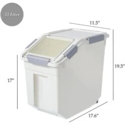Hanamya Pet Food Storage Container With Measuring Cup, White & Gray -Pet Dog Supply Store 511766 PT4. AC SS1800 V1649217730