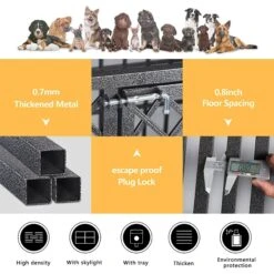 SMONTER Heavy Duty Double Lock Metal Large Breed Dog Crate, Dark Silver -Pet Dog Supply Store 517278 PT1. AC SS1800 V1650398796