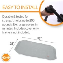 K&H Pet Products All Weather Elevated Dog Cot Bed Replacement Cover, Gray -Pet Dog Supply Store 613814 PT1. AC SS1800 V1660229968