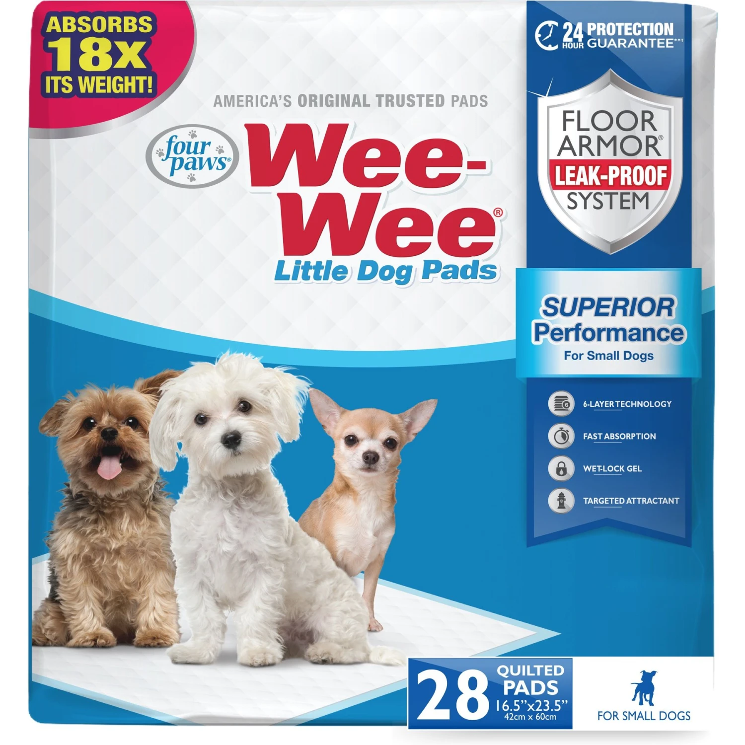 Wee-Wee Little Dog Pee Pads 16.5 X 23.5-in 3 Wee-Wee Little Dog Pee Pads 16.5 X 23.5-in