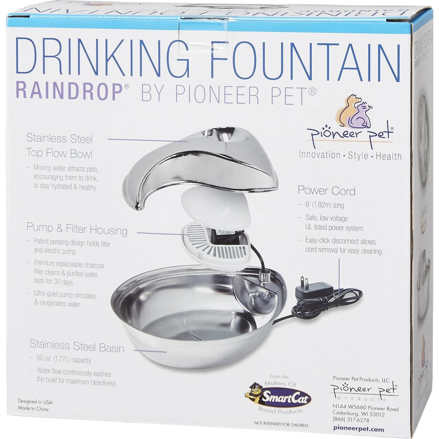 Pioneer Pet Stainless Steel Dog & Cat Fountain Raindrop Design 8 Pioneer Pet Stainless Steel Dog & Cat Fountain Raindrop Design - Image 6