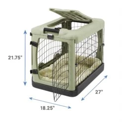Pet Gear The Other Door Double Door Collapsible Wire Dog Crate & Plush Pad, Sage -Pet Dog Supply Store 64489 PT2. AC SS1800 V1568036246