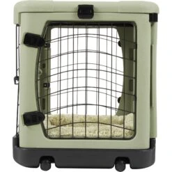 Pet Gear The Other Door Double Door Collapsible Wire Dog Crate & Plush Pad, Sage -Pet Dog Supply Store 64489 PT5. AC SS1800 V1562169793
