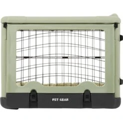 Pet Gear The Other Door Double Door Collapsible Wire Dog Crate & Plush Pad, Sage -Pet Dog Supply Store 64489 PT6. AC SS1800 V1562169850