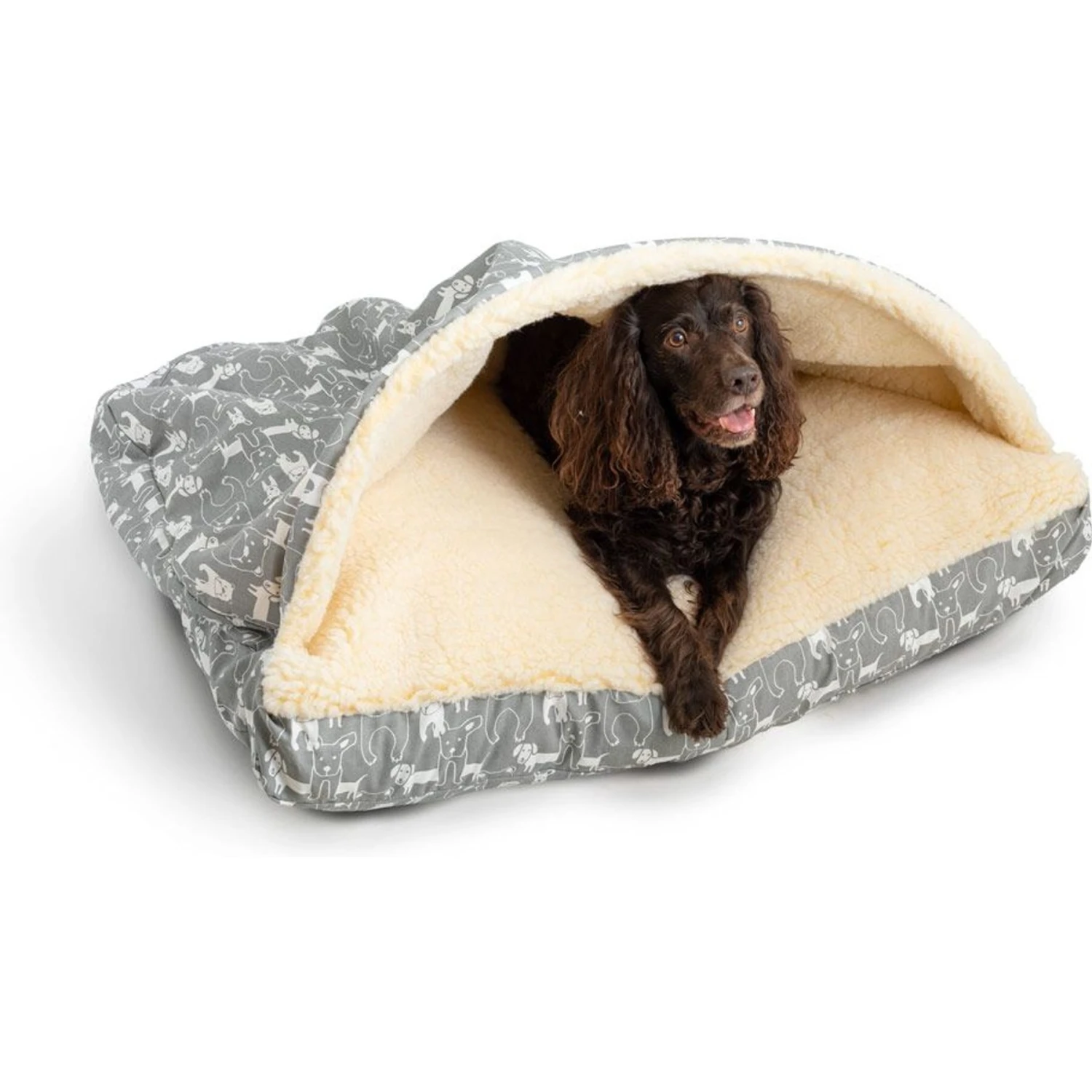 Snoozer Pet Products Rectangle Indoor & Outdoor Cozy Cave Dog & Cat Bed, Gray & White, X-Large 3 Snoozer Pet Products Rectangle Indoor & Outdoor Cozy Cave Dog & Cat Bed, Gray & White, X-Large