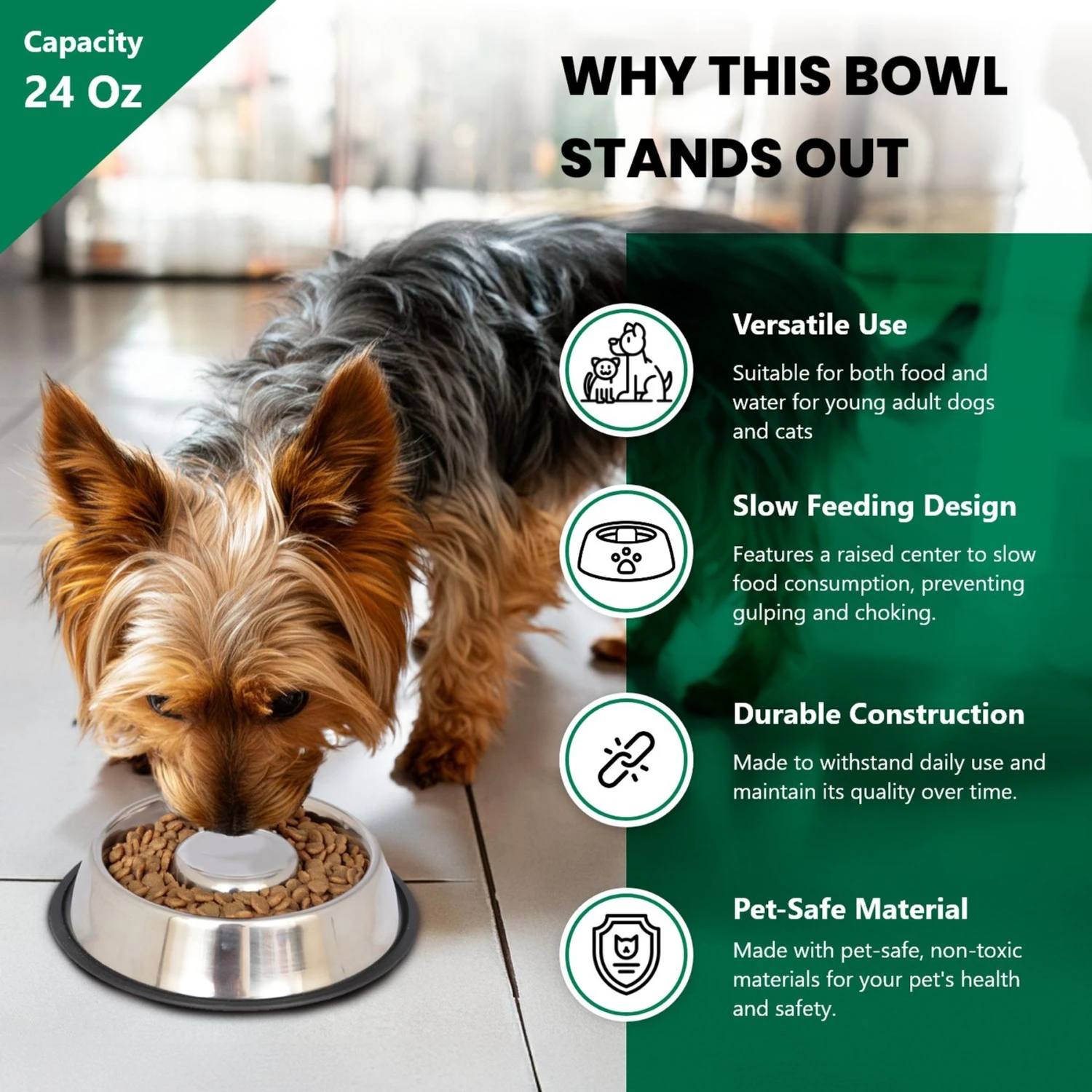 Iconic Pet Slow Feed Stainless Steel Dog & Cat Bowl, 2 Count 6 Iconic Pet Slow Feed Stainless Steel Dog & Cat Bowl, 2 Count - Image 4