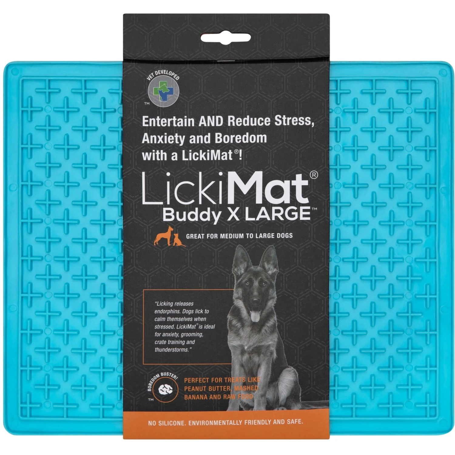 LickiMat Buddy Slow Feeder Dog Lick Mat, Turquoise, X-Large 3 LickiMat Buddy Slow Feeder Dog Lick Mat, Turquoise, X-Large