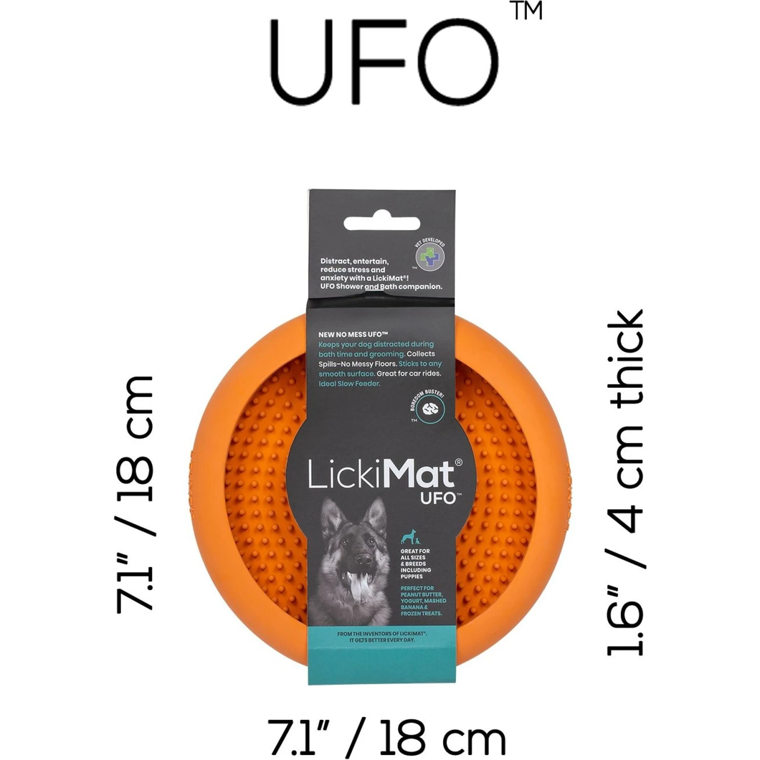 LickiMat UFO Slow Feeder Dog Bowl, Orange, Standard 8 LickiMat UFO Slow Feeder Dog Bowl, Orange, Standard - Image 6