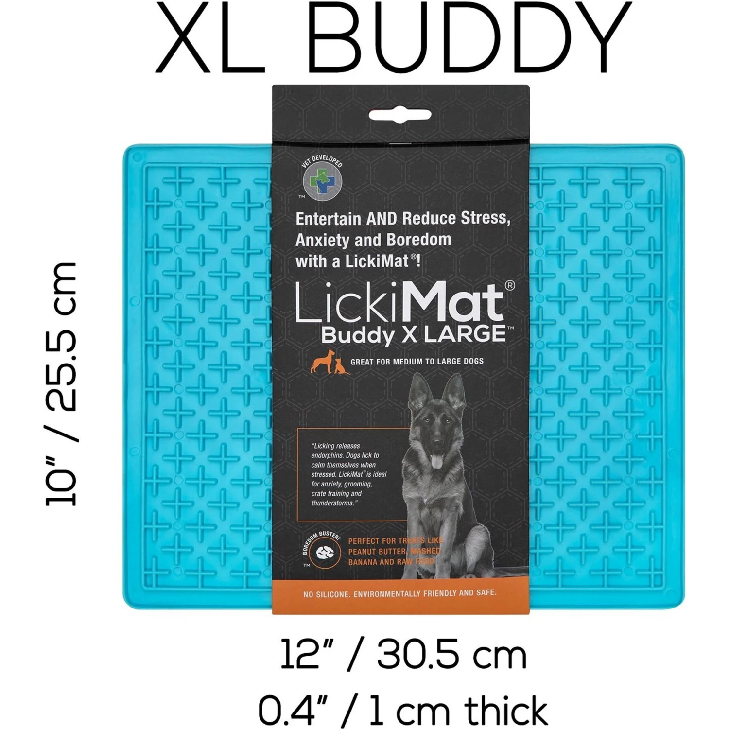 LickiMat Buddy Slow Feeder Dog Lick Mat, Turquoise, X-Large 6 LickiMat Buddy Slow Feeder Dog Lick Mat, Turquoise, X-Large - Image 4