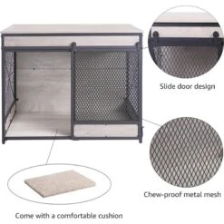 Unipaws Furniture Style Sliding Door Dog Crate -Pet Dog Supply Store 661142 PT2. AC SS1800 V1666296472