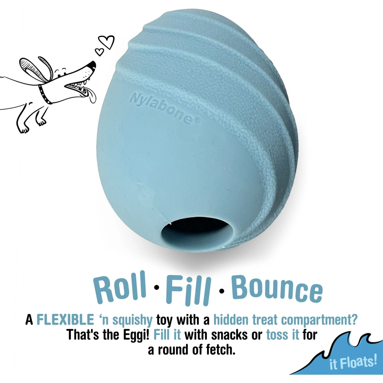 Nylabone Creative Play Eggi Dog Treat Toy, Blue, Large 4 Nylabone Creative Play Eggi Dog Treat Toy, Blue, Large - Image 2