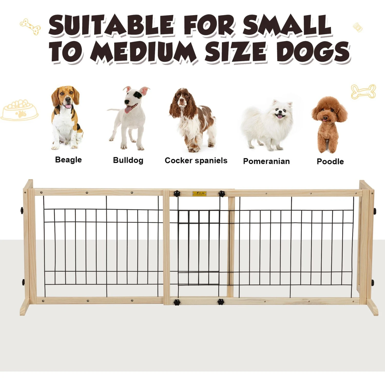 Coziwow 21-in Adjustable Extra Wide Freestanding Dog Gate, Natural Wood 9 Coziwow 21-in Adjustable Extra Wide Freestanding Dog Gate, Natural Wood - Image 7